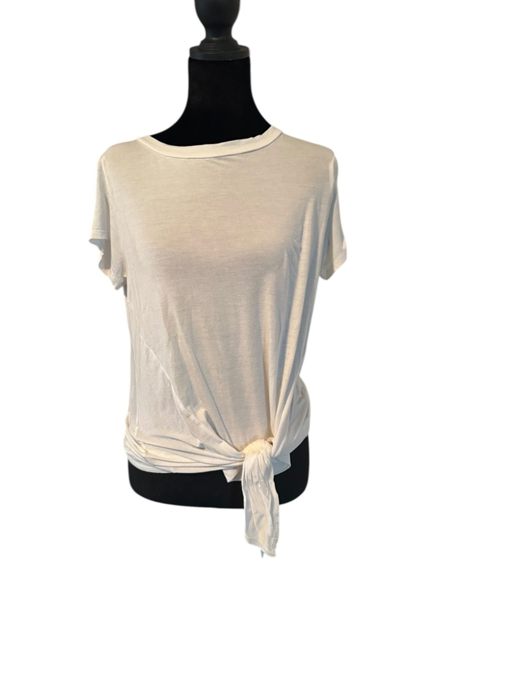 fab'rik Cream Short Sleeve Tie-Front Tee